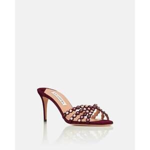 NEW AQUAZZURA women's tequila mules in blackberry